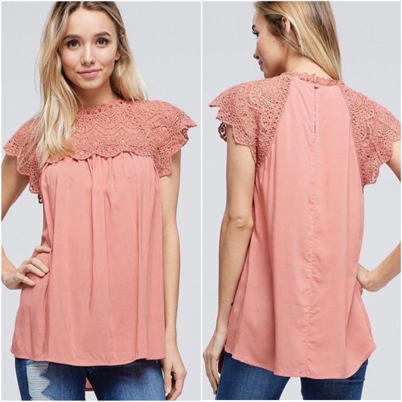 033 Boho Lace Sleeve Minimalist Blouse - Picture 2 of 5